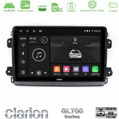 Clarion GL700 Series 8Core Android ClarionOS 4+64GB Citroen/Fiat/Opel Navigation Multimedia Tablet 9" Με Carplay & Android Auto