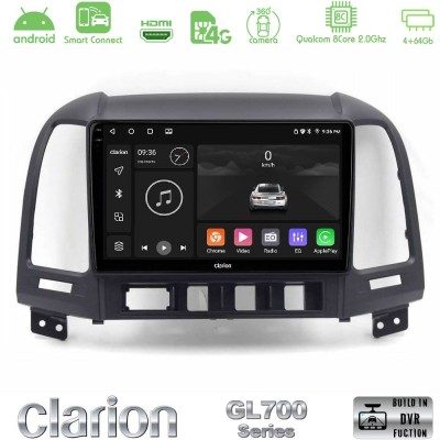 Clarion GL700 Series 8Core Android ClarionOS 4+64GB Hyundai Santa Fe 2006-2013 Navigation Multimedia Tablet 9" Με Carplay & Andr