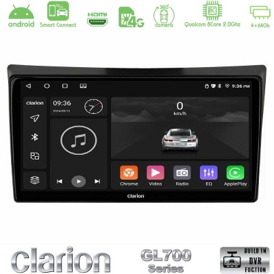 Clarion GL700 Series 8Core Android ClarionOS 4+64GB Ssangyong Rexton 2002-2006 Navigation Multimedia Tablet 9" Με Carplay & Andr