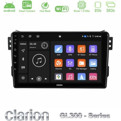 Clarion GL300 Series 4Core Android ClarionOS 2+32GB Suzuki Splash & Opel Agila 2008-2014 Navigation Multimedia Tablet 9" Με Carp