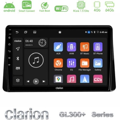 Clarion GL300+ Series 4Core Android ClarionOS 4+64GB Mitsubishi Eclipse Cross 2018-2023 Navigation Multimedia Tablet 9"