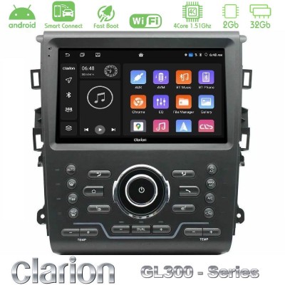 Clarion GL300 Series 4Core Android ClarionOS 2+32GB Ford Mondeo 2014-2021 Navigation Multimedia Tablet 9" Με Carplay & Android A