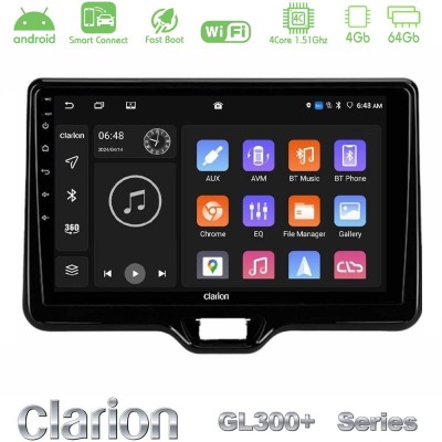 Clarion GL300+ Series 4Core Android ClarionOS 4+64GB Toyota Yaris Cross RHD 2020- (Low Version) Navigation Multimedia Tablet 9"