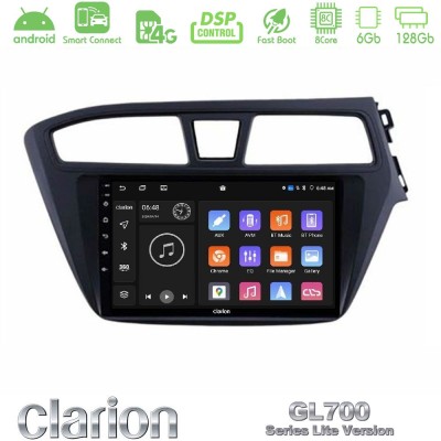 Clarion GL700 Lite Series 8Core Android ClarionOS 6+128GB Hyundai i20 2014-2018 RHD Navigation Multimedia Tablet 9" Με Carplay &