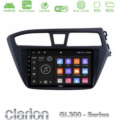 Clarion GL300 Series 4Core Android ClarionOS 2+32GB Hyundai i20 2014-2018 RHD Navigation Multimedia Tablet 9" Με Carplay & Andro