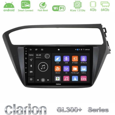 Clarion GL300+ Series 4Core Android ClarionOS 4+64GB Hyundai i20 2018-2020 RHD Navigation Multimedia Tablet 9"