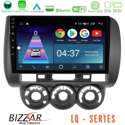 Bizzar G+ Series Honda Jazz (Fit) 2002-2008 (RHD) Manual A/C 8core Android14 6+128GB Navigation Multimedia Tablet 9"