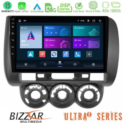 Bizzar Ultra Series Honda Jazz (Fit) 2002-2008 (RHD) Manual A/C 8core Android13 8+128GB Navigation Multimedia Tablet 9"