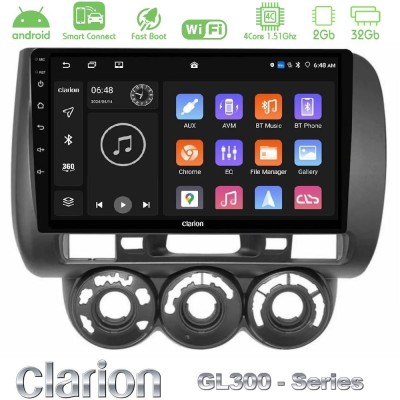 Clarion GL300 Series 4Core Android ClarionOS 2+32GB Honda Jazz (Fit) 2002-2008 (RHD) Manual A/C Navigation Multimedia Tablet 9" 