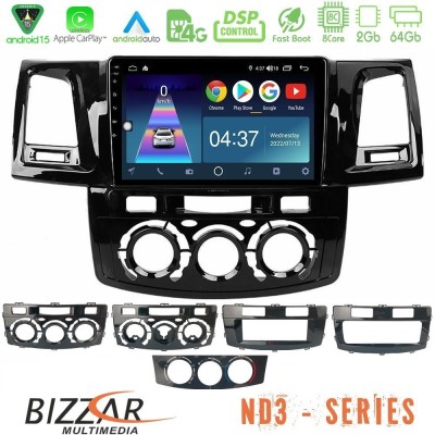 Bizzar ND3 Series 8Core Android15 2+64GB Toyota Hilux 2007-2016 Navigation Multimedia Tablet 9"