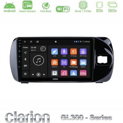 Clarion GL300 Series 4Core Android ClarionOS 2+32GB Toyota Yaris (Vitz) 2015-2020 RHD Navigation Multimedia Tablet 9" Με Carplay
