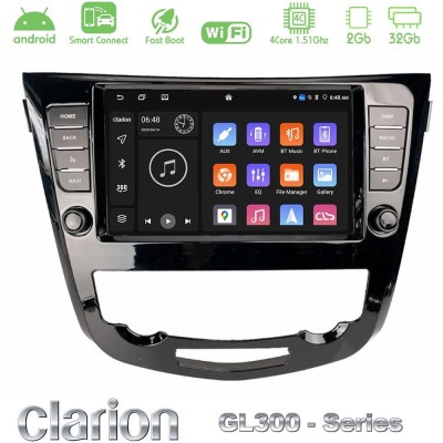 Clarion GL300 Series 4Core Android ClarionOS 2+32GB Nissan Qashqai J11 (AUTO A/C) Navigation Multimedia Tablet 9" Με Carplay & A
