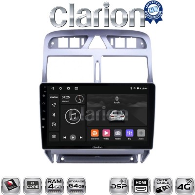 CLARION GL74017 Οθόνη OEM Multimedia Αυτοκινήτου για Peugeot 307 (CarPlay/AndroidAuto/BT/GPS/WIFI/GPRS)