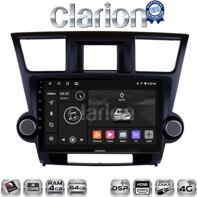 CLARION GL74089 Οθόνη OEM Multimedia Αυτοκινήτου για Toyota Highlander 2008 2015 (CarPlay/AndroidAuto/BT/GPS/WIFI/GPRS)