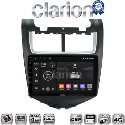 CLARION GL74108 Οθόνη OEM Multimedia Αυτοκινήτου για Chevrolet Aveo 20142017 (CarPlay/AndroidAuto/BT/GPS/WIFI/GPRS)