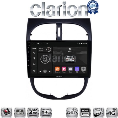 CLARION GL74206 Οθόνη OEM Multimedia Αυτοκινήτου για Peugeot 206 2002 2006 (CarPlay/AndroidAuto/BT/GPS/WIFI/GPRS)