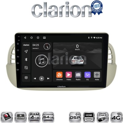 CLARION GL74315 Οθόνη OEM Multimedia Αυτοκινήτου για Fiat 500 2007 2016 (CarPlay/AndroidAuto/BT/GPS/WIFI/GPRS)