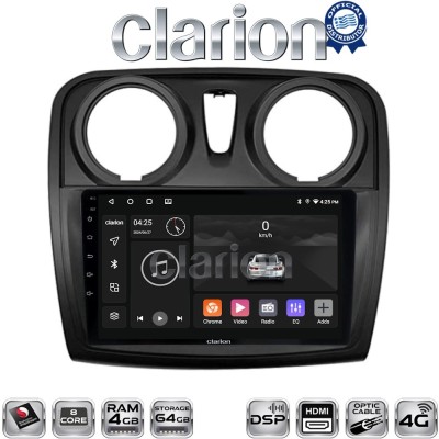 CLARION GL74457 Οθόνη OEM Multimedia Αυτοκινήτου για Dacia Santero 2012 2019 (CarPlay/AndroidAuto/BT/GPS/WIFI/GPRS)