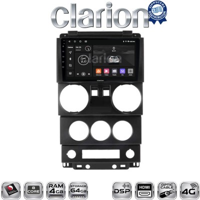 CLARION GL74748B Οθόνη OEM Multimedia Αυτοκινήτου για JEEP WRANGLER 2007 2011 (CarPlay/AndroidAuto/BT/GPS/WIFI/GPRS)