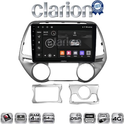 CLARION GL74839 Οθόνη OEM Multimedia Αυτοκινήτου για HYUNDAI i20 20082013 (CarPlay/AndroidAuto/BT/GPS/WIFI/GPRS)