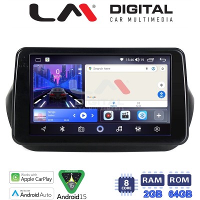 LM Digital - LM ZW8195 GPS Οθόνη OEM Multimedia Αυτοκινήτου για Fiorino, Citroen, Nemo, Bipper (CarPlay/AndroidAuto/BT/GPS/WIFI)