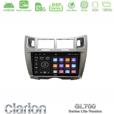 Clarion GL700 Lite Series 8Core Android ClarionOS 6+128GB Toyota Yaris Navigation Multimedia Tablet 9" (Ασημί Χρώμα) Με Carplay 