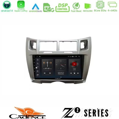 Cadence Z2 Series 8Core Android14 4+64GB Toyota Yaris Navigation Multimedia Tablet 9" (Ασημί Χρώμα) Με Carplay & Android Auto