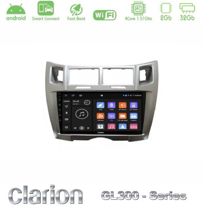 Clarion GL300 Series 4Core Android ClarionOS 2+32GB Toyota Yaris Navigation Multimedia Tablet 9" (Ασημί Χρώμα) Με Carplay & Andr