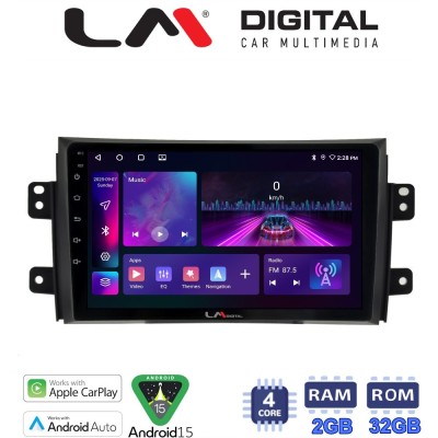 LM Digital - LM ZA4446 GPS Οθόνη OEM Multimedia Αυτοκινήτου για FIAT SEDICI & SUZUKI SX4 2005-2013 (CarPlay/AndroidAuto/BT/GPS/W