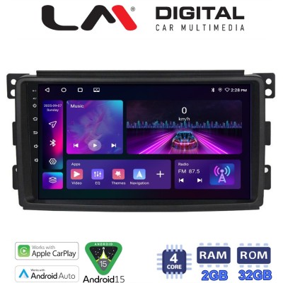 LM Digital - LM ZA4087 GPS Οθόνη OEM Multimedia Αυτοκινήτου για SMART 20072010 (CarPlay/AndroidAuto/BT/GPS/WIFI/GPRS)