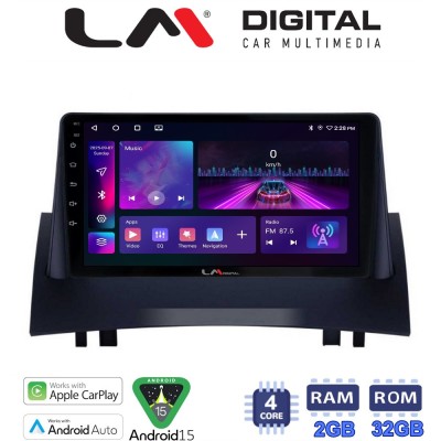 LM Digital - LM ZA4138 GPS Οθόνη OEM Multimedia Αυτοκινήτου για Renault Megane2 2002 2008 (CarPlay/AndroidAuto/BT/GPS/WIFI/GPRS