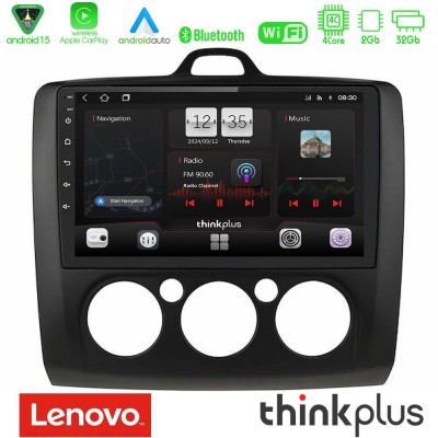 Lenovo Thinkplus Series 4Core Android15 2+32GB Ford Focus Manual AC Navigation Multimedia Tablet 9" (Μαύρο Χρώμα) Με Carplay & A