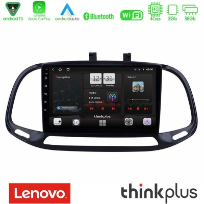 Lenovo Thinkplus Series 4Core Android15 2+32GB Fiat Doblo 2015-2022 Navigation Multimedia Tablet 9" Με Carplay & Android Auto