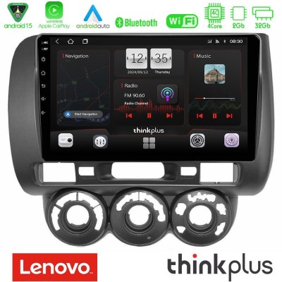 Lenovo Thinkplus Series 4Core Android15 2+32GB Honda Jazz 2002-2008 (Manual A/C) Navigation Multimedia Tablet 9" Με Carplay & An