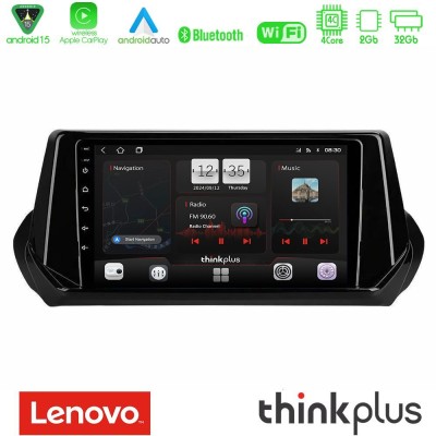 Lenovo Thinkplus Series 4Core Android15 2+32GB Peugeot 208/2008 2019-2023 Navigation Multimedia Tablet 9" Με Carplay & Android A