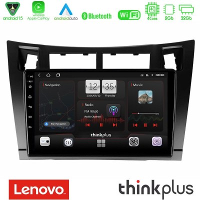 Lenovo Thinkplus Series 4Core Android15 2+32GB Toyota Yaris Navigation Multimedia Tablet 9" (Μαύρο Χρώμα) Με Carplay & Android A