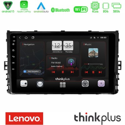 Lenovo Thinkplus Series 4Core Android15 2+32GB VW MQB 2017- Navigation Multimedia Tablet 9" Με Carplay & Android Auto