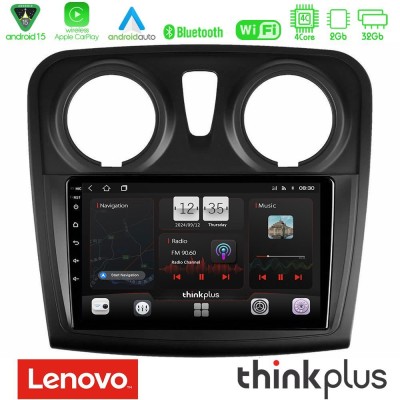 Lenovo Thinkplus Series 4Core Android15 2+32GB Dacia Dokker 2014-2021 Navigation Multimedia Tablet 9" Με Carplay & Android Auto