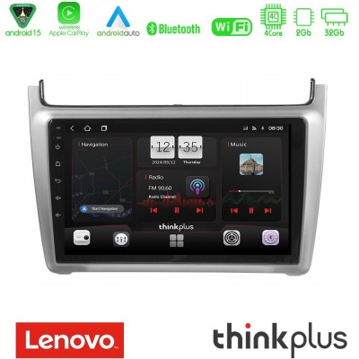 Lenovo Thinkplus Series 4Core Android15 2+32GB Vw Polo 2014-2017 Navigation Multimedia Tablet 9" Με Carplay & Android Auto (Silv