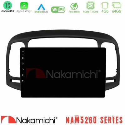 Nakamichi NAM5260 Series 4Core Android13 4+64GB Hyundai Accent 2006-2011 Navigation Multimedia Tablet 9" Με Carplay & Android Au