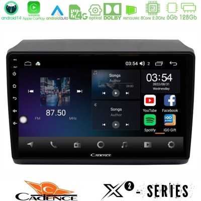 Cadence X2 Series 8Core Android14 6+128GB Fiat Ducato/Citroen Jumper/Peugeot Navigation Multimedia Tablet 9"