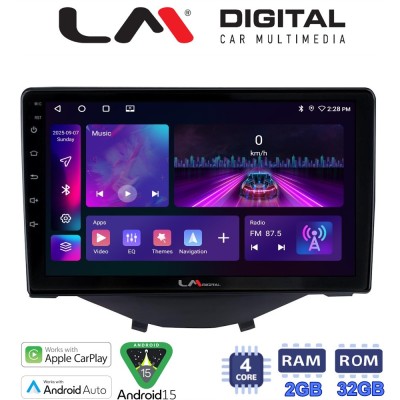 LM Digital - LM ZA4564B GPS Οθόνη OEM Multimedia Αυτοκινήτου για Toyota Aygo 2014 Citroen C1 2014 Peugeot 107 2014 (CarPlay/A