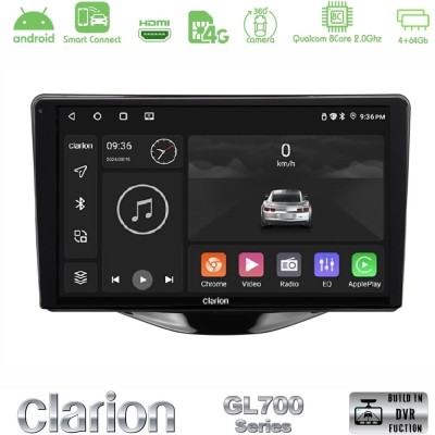 Clarion GL700 Series 8Core Android ClarionOS 4+64GB Toyota Aygo | Citroen C1 | Peugeot 108 Navigation Multimedia Tablet 9" Με Ca