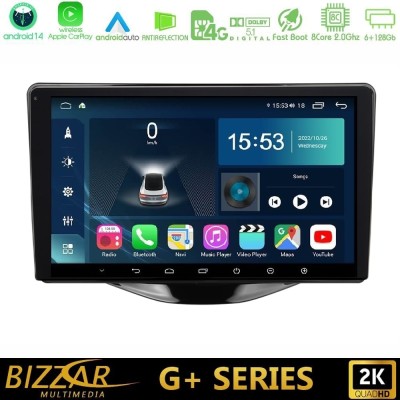 Bizzar G+ Series Toyota Aygo | Citroen C1 | Peugeot 108 8core Android14 6+128GB Navigation Multimedia Tablet 9"