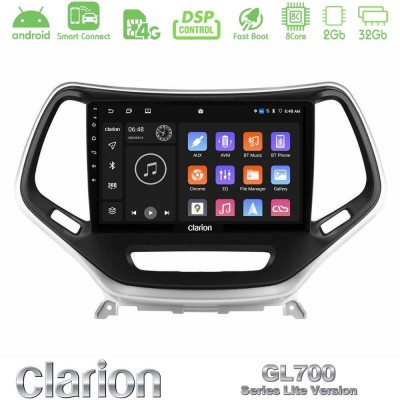 Clarion GL700 Lite Series 8Core Android ClarionOS 2+32GB Jeep Cherokee 2014-2019 Navigation Multimedia Tablet 9" (Ασημί Χρώμα) Μ