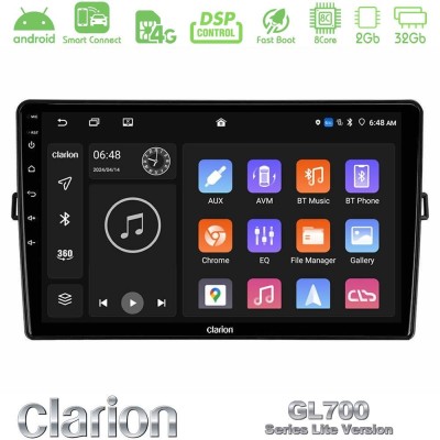 Clarion GL700 Lite Series 8Core Android ClarionOS 2+32GB Toyota Auris Navigation Multimedia Tablet 10" Με Carplay & Android Auto