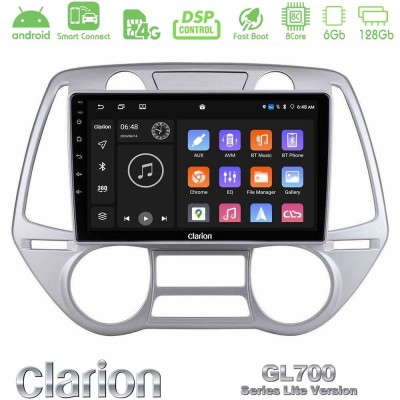 Clarion GL700 Lite Series 8Core Android ClarionOS 6+128GB Hyundai i20 2009-2012 Auto A/C Navigation Multimedia Tablet 9" Με Carp