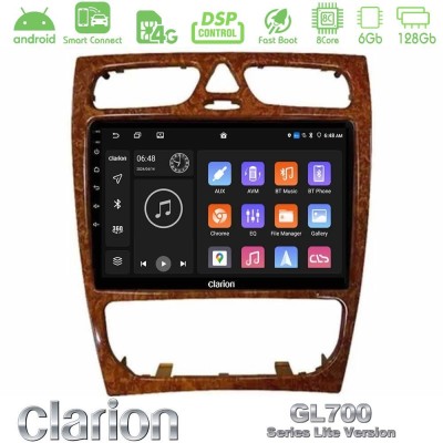 Clarion GL700 Lite Series 8Core Android ClarionOS 6+128GB Mercedes C Class (W203) Navigation Multimedia Tablet 9" (Wooden Style)