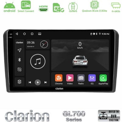 Clarion GL700 Series 8Core Android ClarionOS 4+64GB Audi A3 8P Navigation Multimedia Tablet 9" Με Carplay & Android Auto