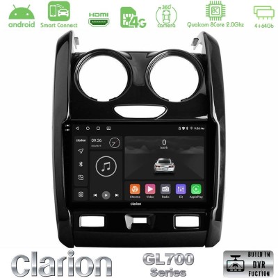 Clarion GL700 QUALCOMM Series 8Core Android ClarionOS 4+64GB Dacia Duster 2014-2018 Navigation Multimedia Tablet 9" Με Carplay &